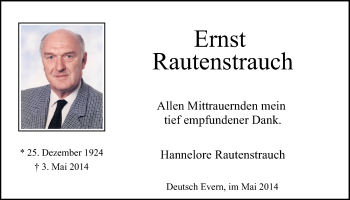Anzeige von Ernst Rautenstrauch von LZ